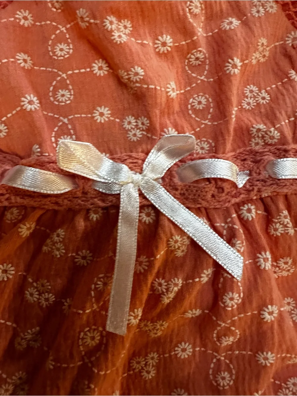 Little Me Coral Floral 2 piece Baby top with Eyelet Sleeves and denim shorts - Picture 3 of 10